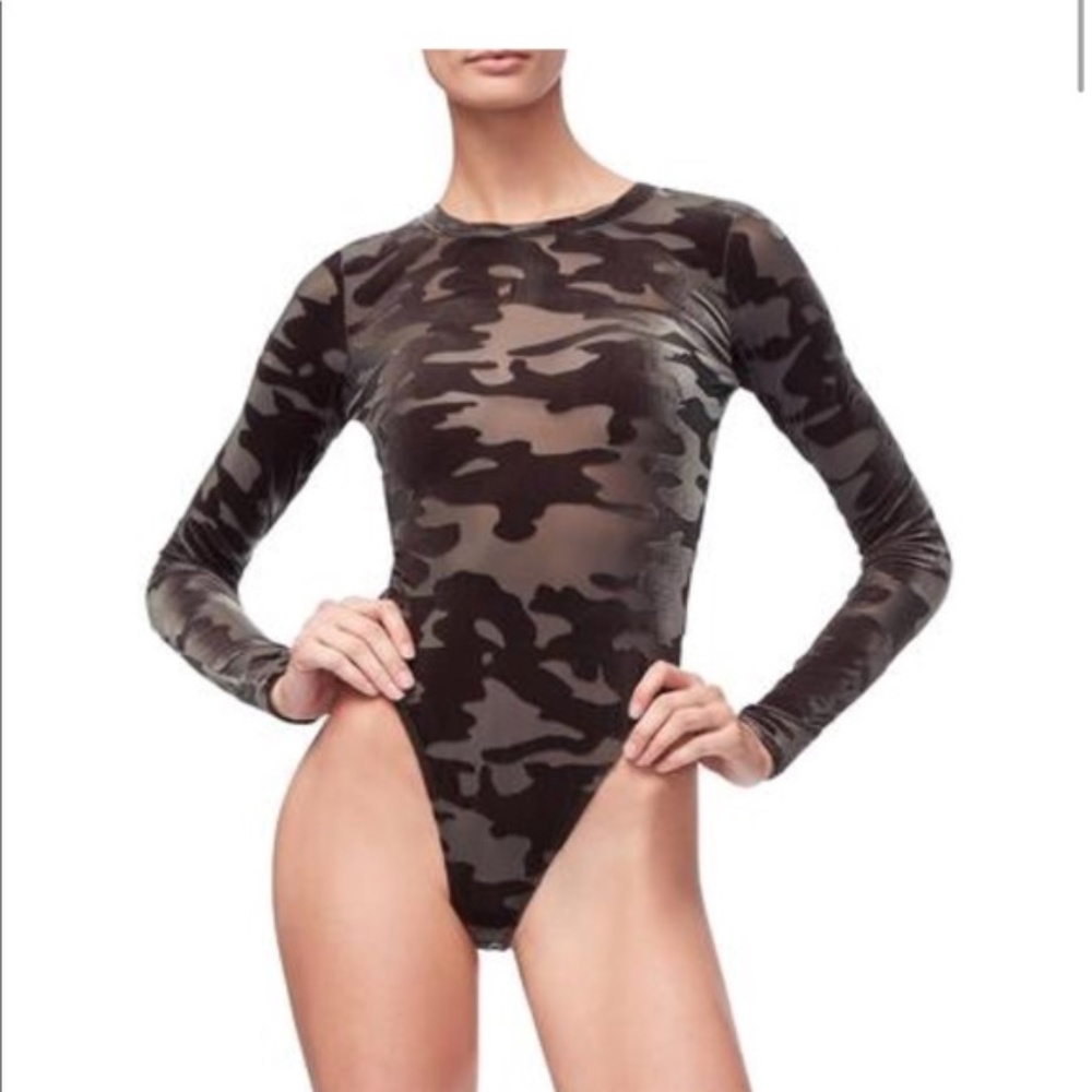 Good American Camo Crew Bodysuit